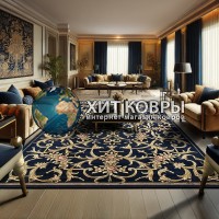 Китайский ковер 002001 Синий-бежевый